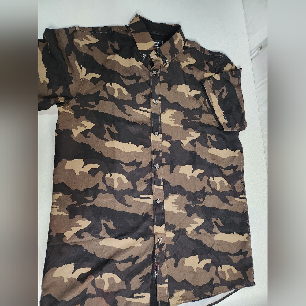 Fried Denim NYC Casual Camo Dress Shirt Slim Fit